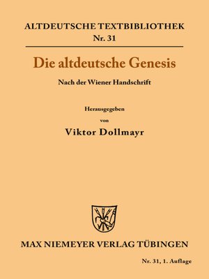 cover image of Die altdeutsche Genesis